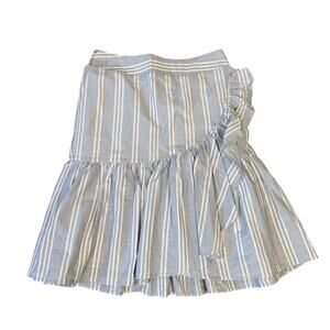 A New Day Vertical Striped Blue White Asymmetrical Pleated Skirt US Womens M